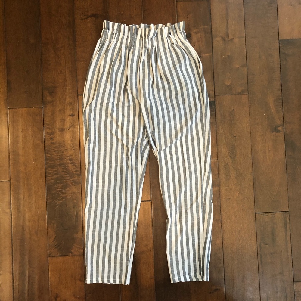 Shein Gray & White Stripe Pants